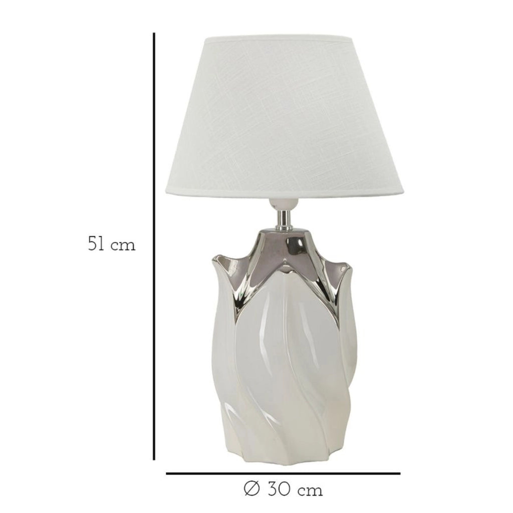 Lampada da Tavolo VKH88, Bianco, Ceramica, 30x30x51 cm
