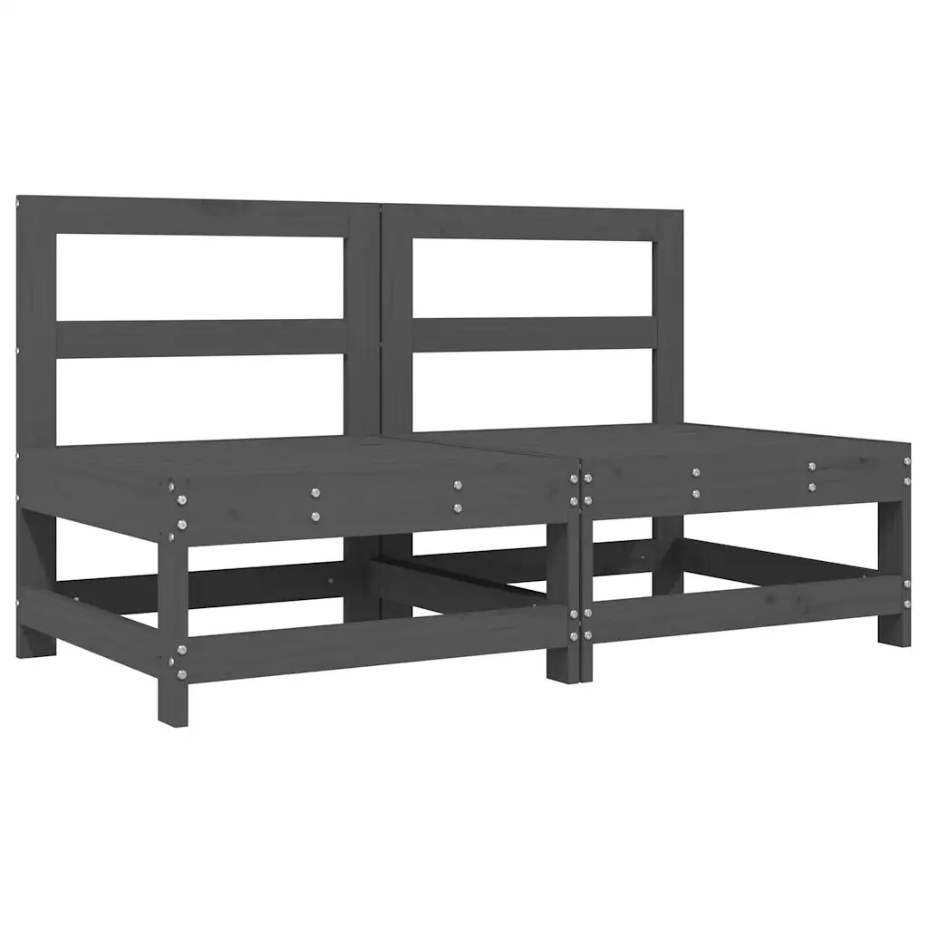 Divano componibile-Divani Centrali con Cuscini 2 pz Legno Massello di Pino Grigio 759128