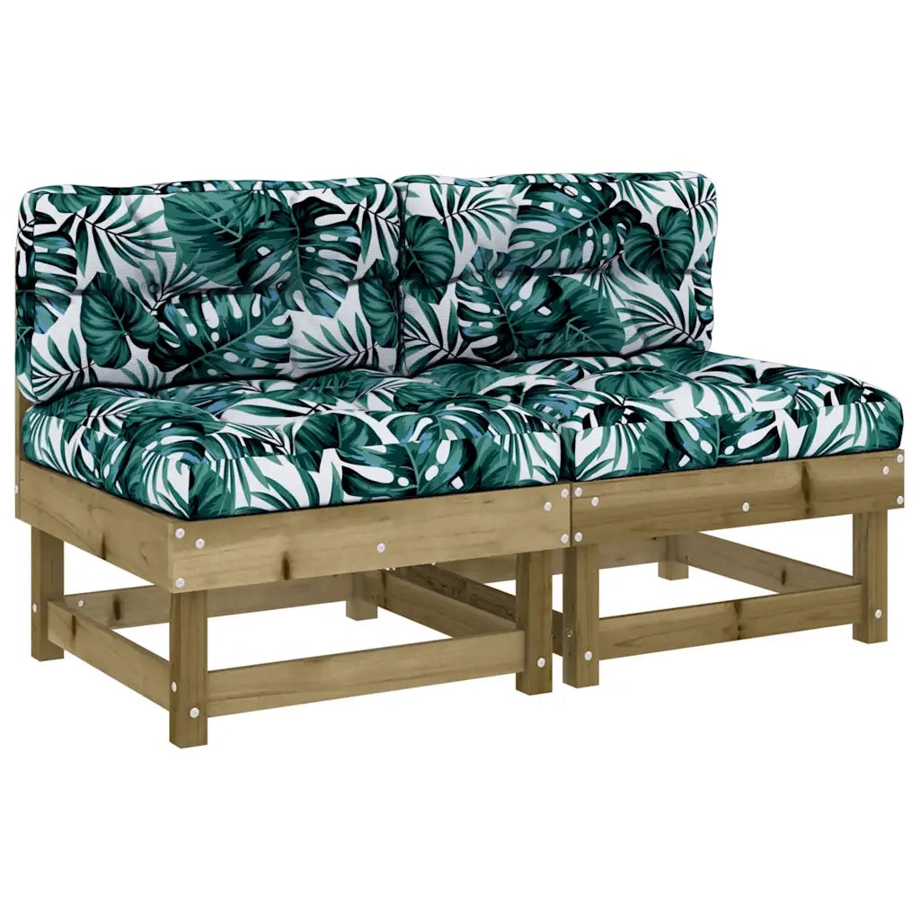 Divani Centrali con Cuscini 2 pz in Legno Impregnato di Pino 825463