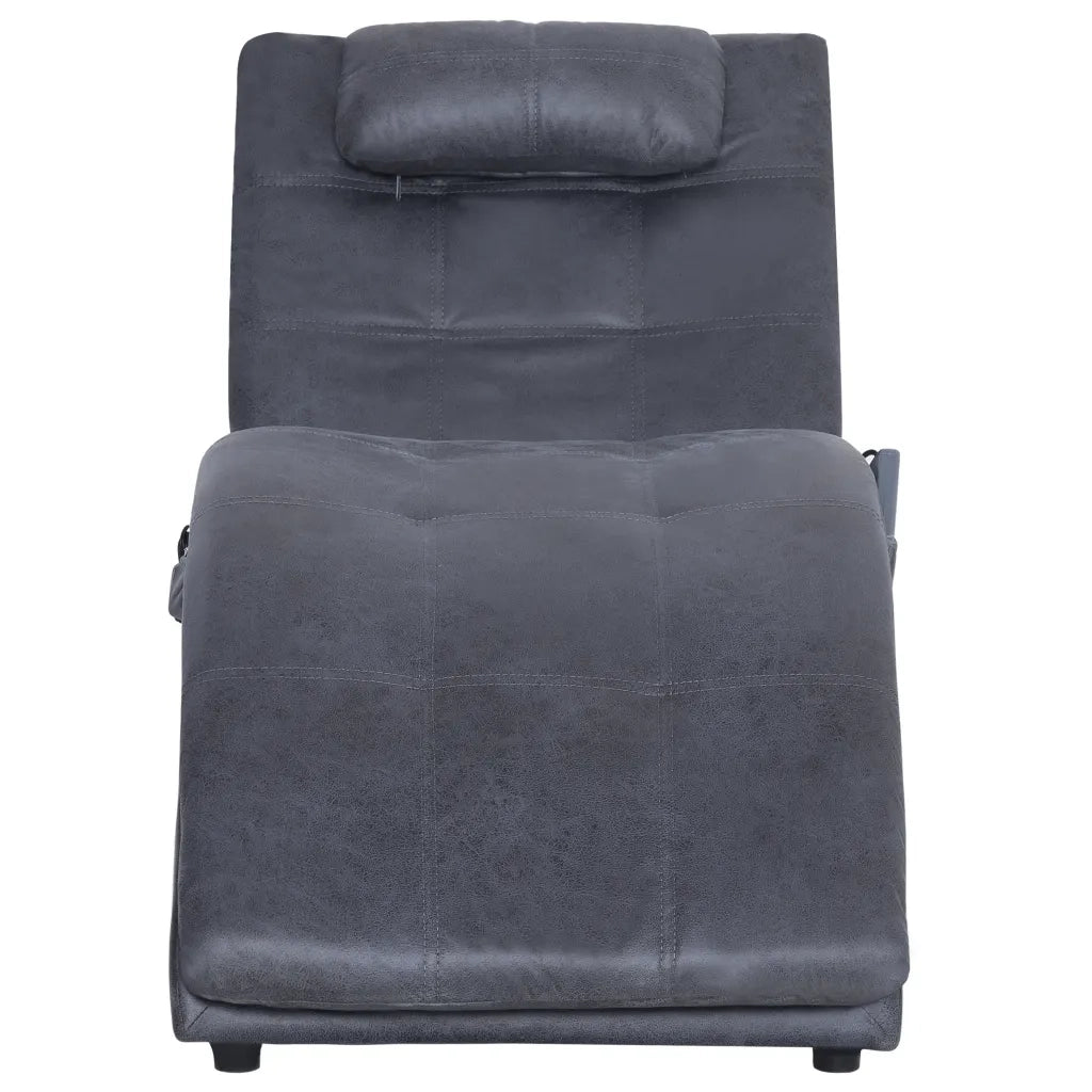 Sdraio Massaggiante con Cuscino Grigia Similpelle Scamosciata CFW1270085