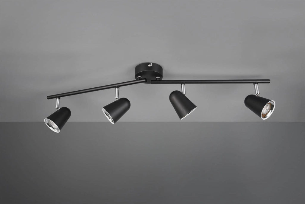 Faretto soffitto Toulouse 4 LED 3000K nero/cromo RL