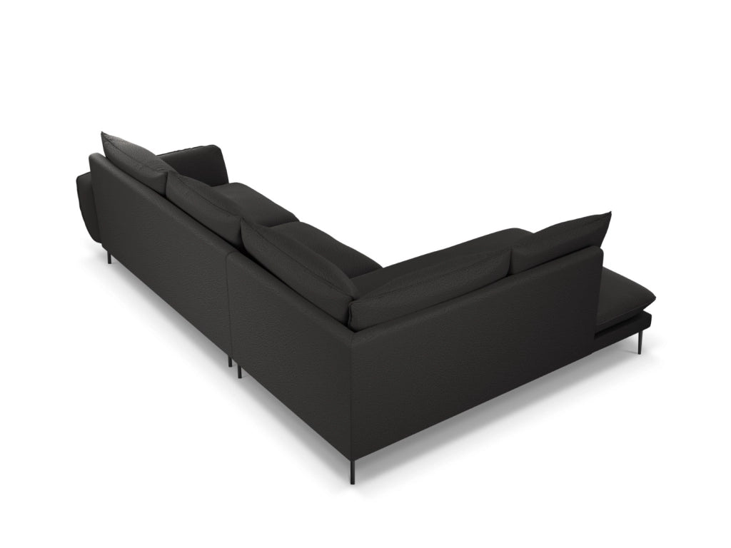 Cosmopolitan Design - Divano angolare sinistro "Vienna" 6 posti in bouclé nero 
