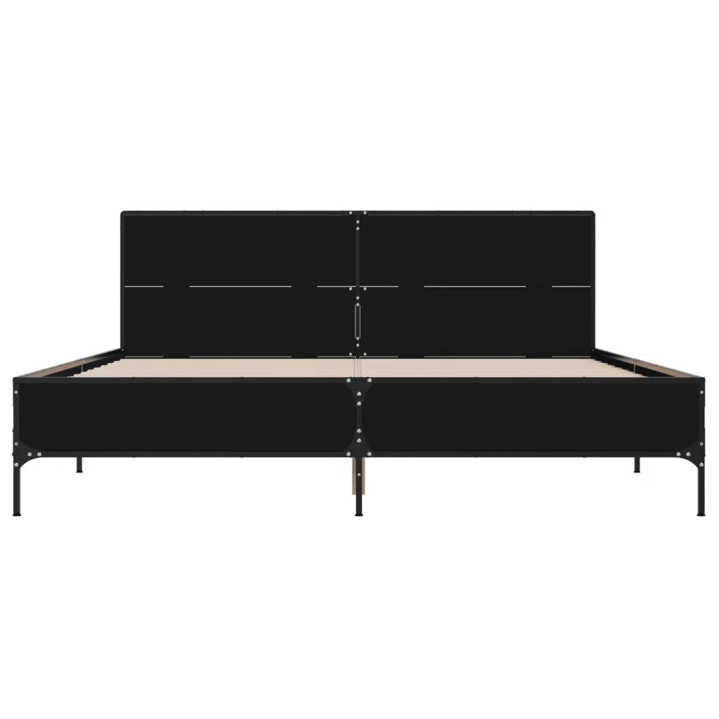 Giroletto Nero 120x200 cm in Legno Multistrato e Metallo 3279992