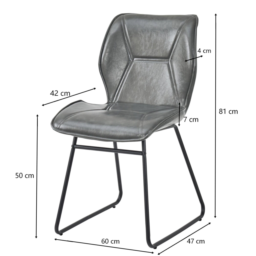 SEDIA da pranzo Set da 2 pezzi in similpelle Grigio con struttura in metallo