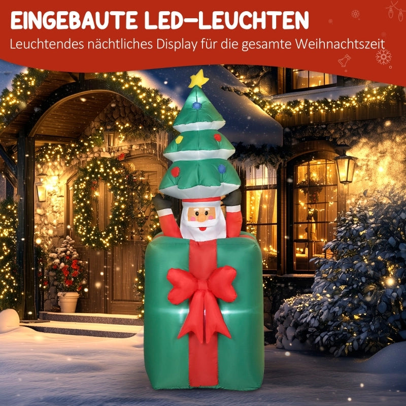 Decorazione natalizia gonfiabile con luci a LED, in poliestere, per uso interno ed esterno, rossa e verde