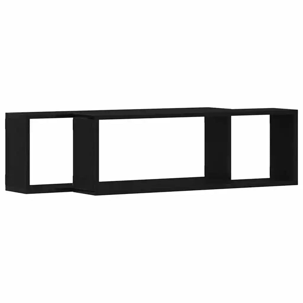 2 pz Scaffali da Parete | Mensola sospesa Rovere Nero 80 x 15 x 26 cm