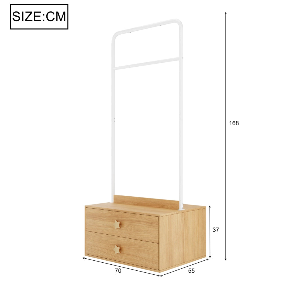 Armadio a doppia anta 70 x 55 x 170 cm in MDF; colore legno naturale