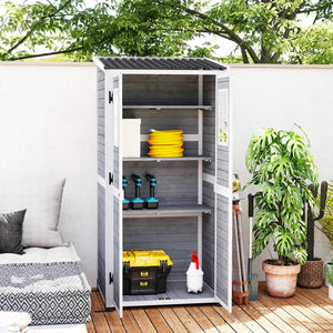 Armadio Porta Attrezzi da Esterno 91x69x185-192H cm Tetto inclinato in Plastica in Legno Grigio