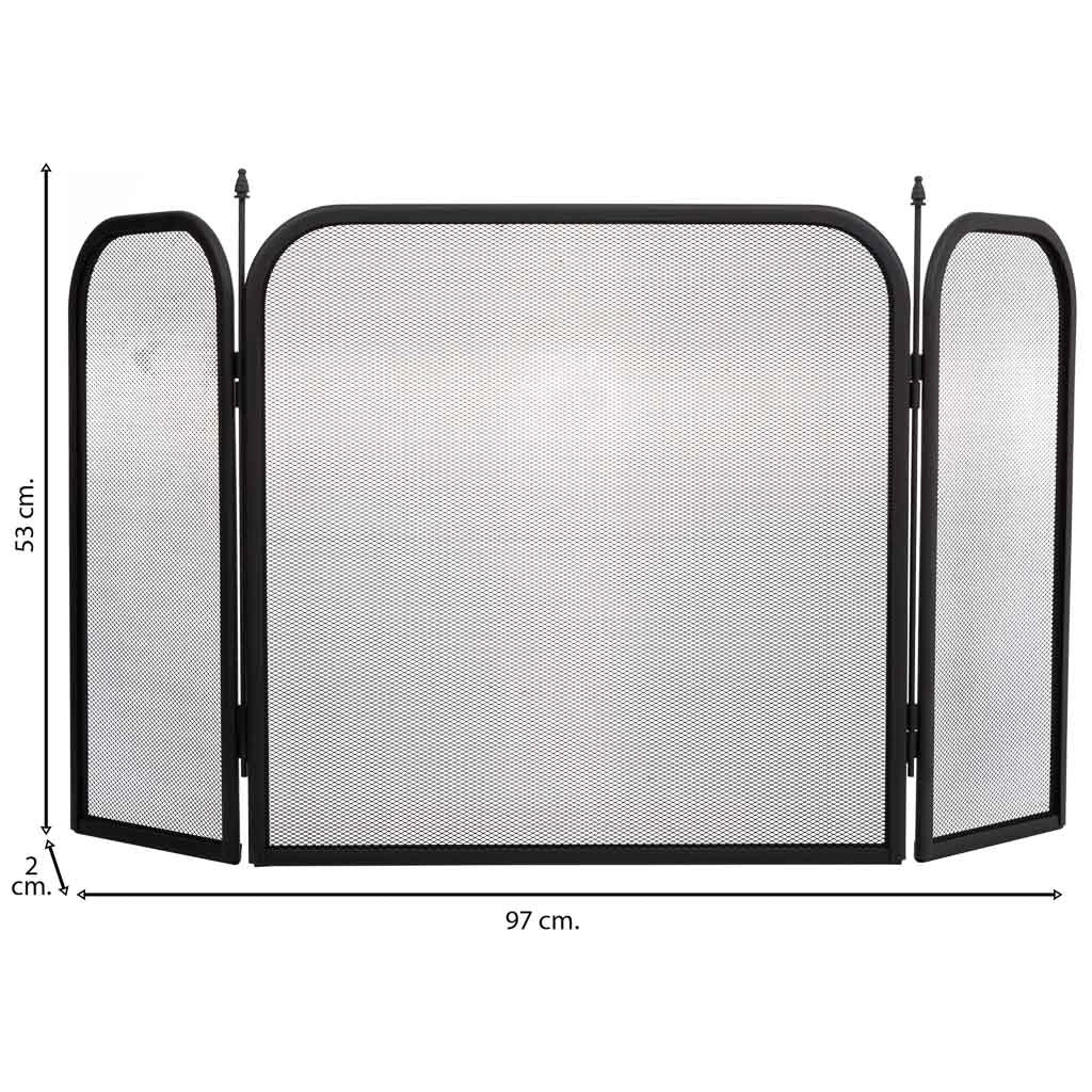 Paravento per camino in metallo nero 97x02x53h cm