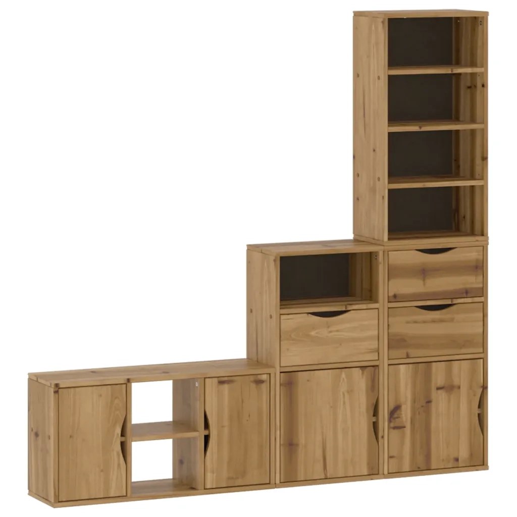 Mobile TV 4 pz con Contenitore ODDA in Legno Massello di Pino 3365372