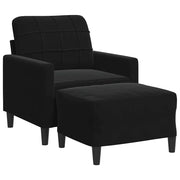 Poltrona | Sedia Relax con Poggiapiedi Nero 60 cm in Velluto