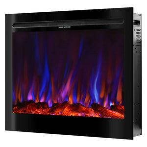 Camino Elettrico da Incasso 63,3x77,1x14,17 cm Effetto Fiamma 1500W Colorado Nero