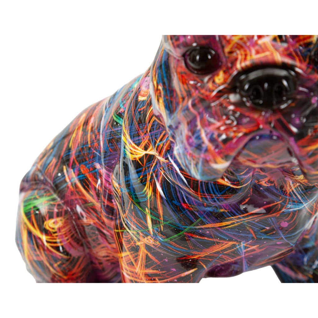 Scultura Bulldog, Multicolore, Poliresina, 21,5x15,5x21 cm