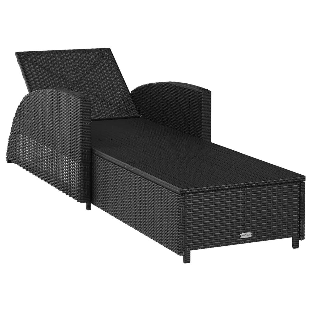 Lettino Prendisole | Sdraio da giardino | Lettino da sole con Cuscino Bianco Crema in Polyrattan Nero