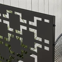 Pannello Decorativo per la Privacy, Paravento da Esterno a Motivo Geometrico Traforato in Metallo, 122 x 45 x 198 cm, Nero