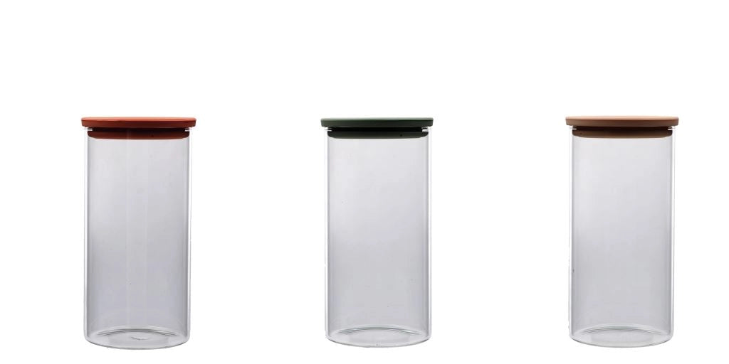 1 Pezzo Barattolo da Cucina in Vetro Borosilicato 21 x 11 cm 3 Colori