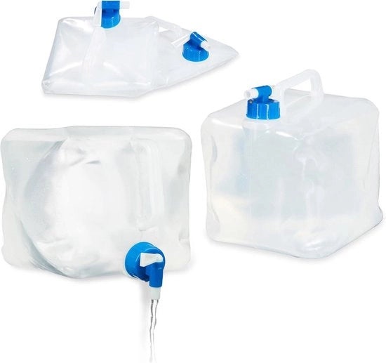 Set di secchielli acqua opvougbare 4 pezzi quadrati - con rubinetto - per campeggio e opvologgiabile - BPA libero