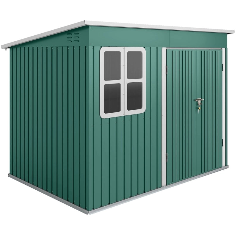 Capanno da giardino in acciaio 260 x 177 x 190 cm con finestra; verde