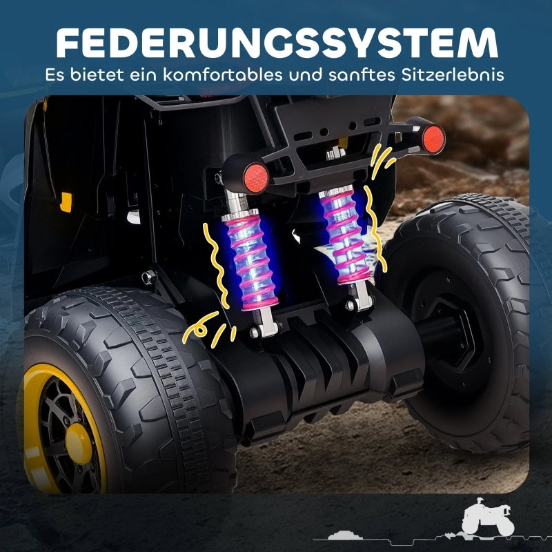 Quad elettrico per bambini, 3-6 km/h, fari a LED, musica, USB, per bambini dai 3 agli 8 anni, giallo.
