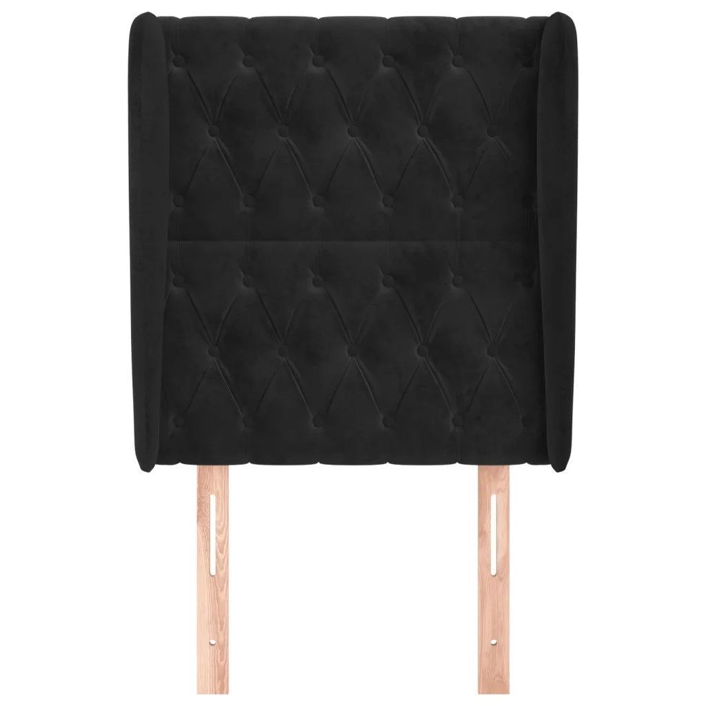 Testiera | Testata ad Orecchio Nera 83x23x118/128 cm in Velluto