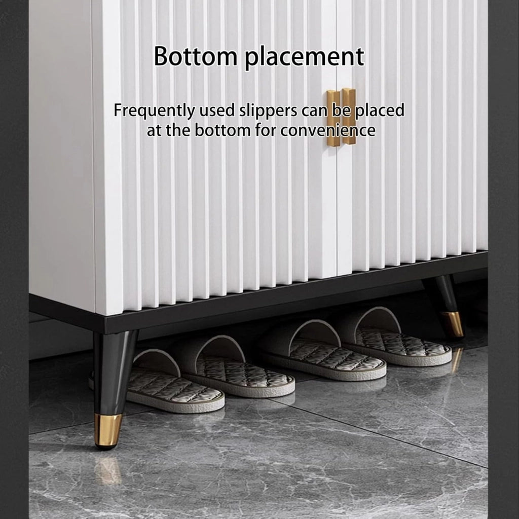 scarpiera Panca scarpiera Premium con Anta e scarpiera Moderna e Sottile Nascosta in Oro Nero | Organizzatore di Scarpe per Tacchi Alti, ingressi, corridoi