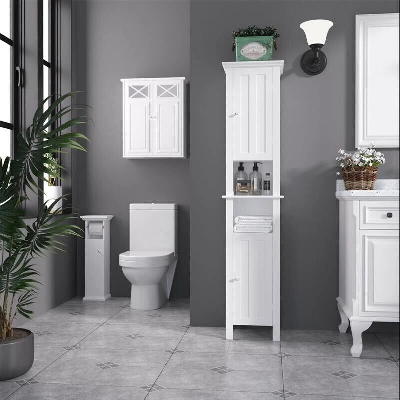 MOBILE BAGNO CON PORTA CARTA IGIENICA E ARMADIETTO 21.5X17.8X66.5CM BIANCO