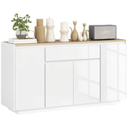 Credenza da Cucina Moderna con Cassetto e 3 Armadietti con Ripiani Regolabili, 140x40x75 cm, Bianco