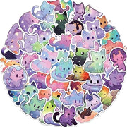 Sticker animato cielo stellato arcobaleno per bottiglie di acqua - 100 pezzi - Stickers schiacciati estetici idrorepellenti in vinile per bottiglie di acqua.