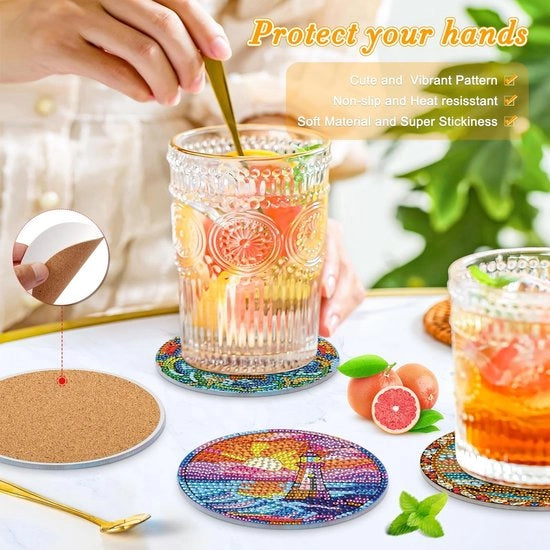 Ottimizzazione per la superficie 8 pezzi - Sottopanchine con supporto - Sottopanchine per diamantatura - Sottopanchine DIY - Decorazione per la casa - Incluso diamante extra - Sottopanchina