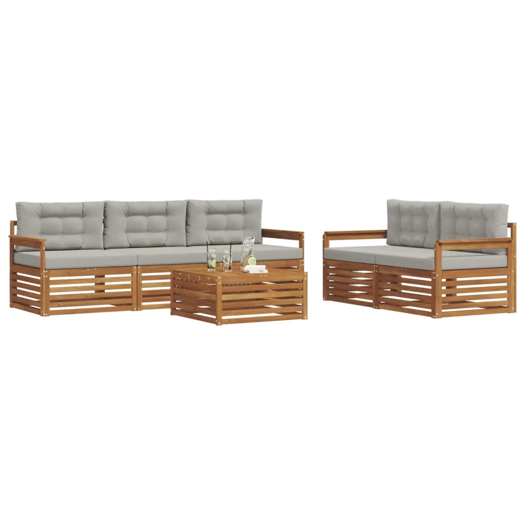 Set di divani da esterno 6 pcs Grigio Naturale e Chiaro 3373006
