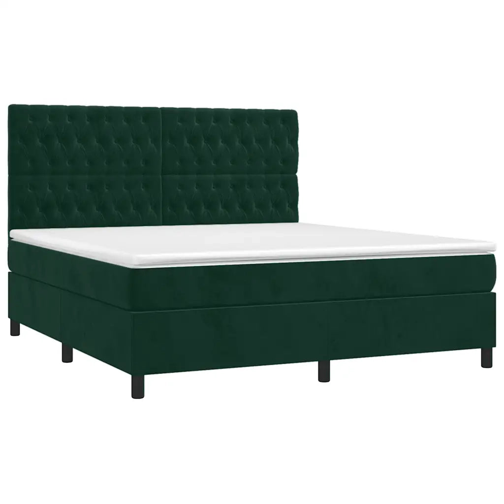 Giroletto a Molle con Materasso Verde Scuro 180x200 cm Velluto
