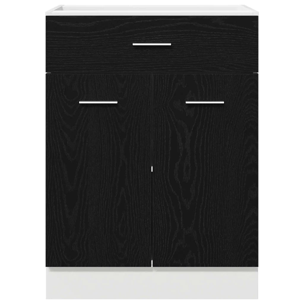 Armadio moderno a parete con cassetto e vano contenitore 60 x 46 x 81 cm realizzato in legno composito di rovere nero 02_0051965