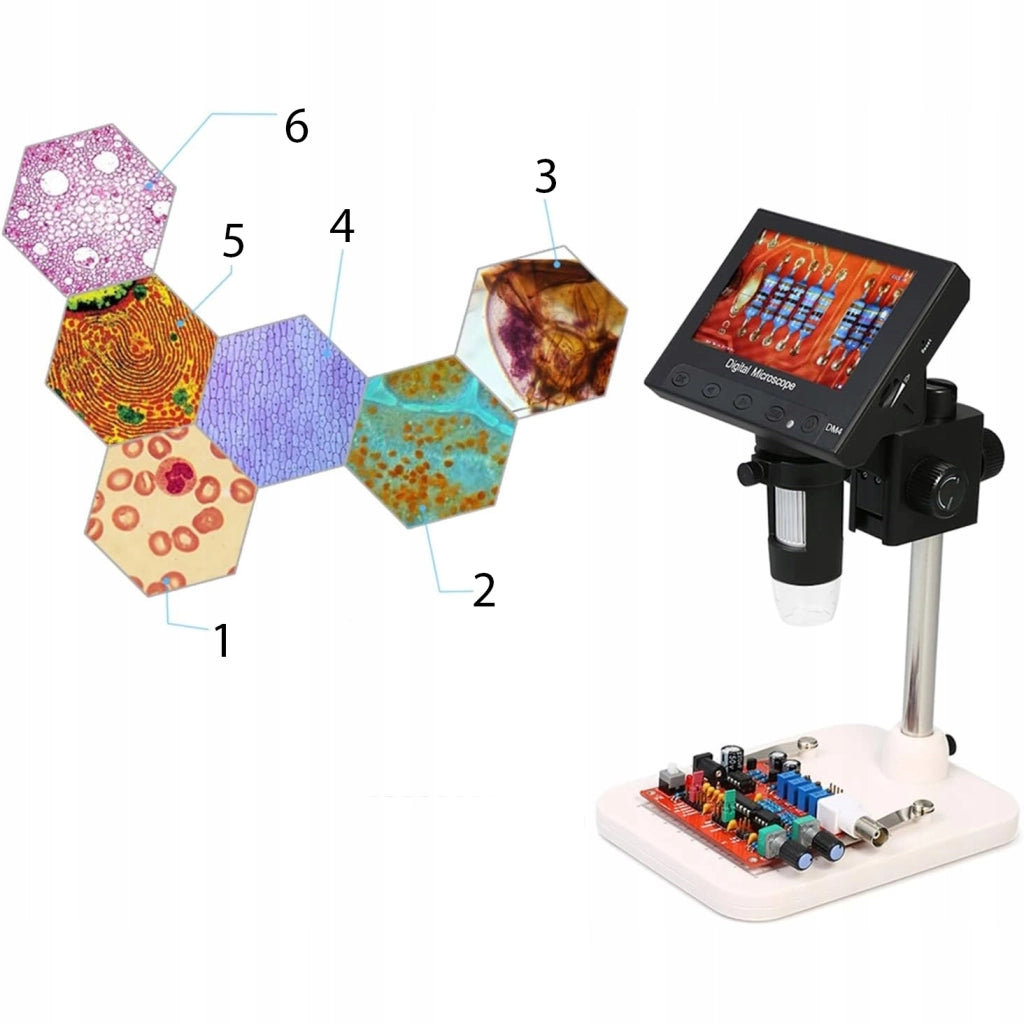 Microscopio Digitale DM4-Z01B019 – Schermo LCD 4,3" | Ingrandimento 50X-1000X, 8 LED Regolabili