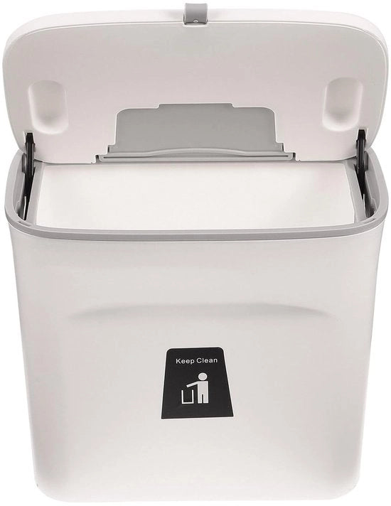 Raccoglitore di Rifiuti Sospeso con Coperchio per Sotto il Lavandino - Per Bagno, Cucina e Ufficio - Montaggio a Parete e Contenitore di Rifiuti con Accesso Facile