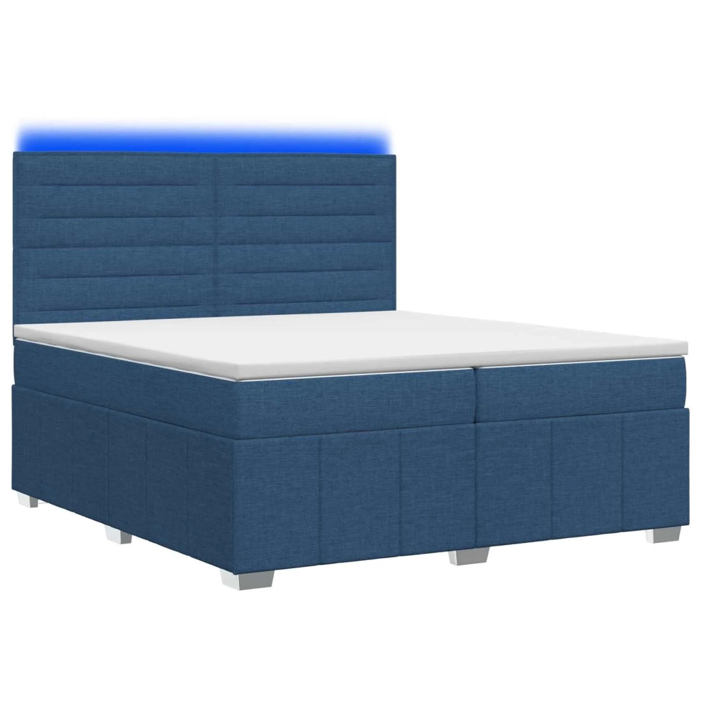 Letto Box Spring LED con Materasso Blu 200 x 200 cm Tessuto 3455681