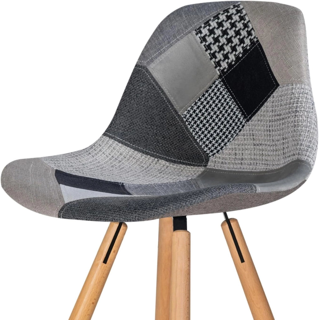 Set di 4 sgabelli da bar SARA con motivo patchwork nero, grigio y bianco SARA
