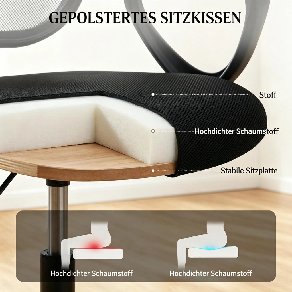 SEDIA DA UFFICIO Ergonomica con poggiapiedi 59x58x103-123 cm Nero