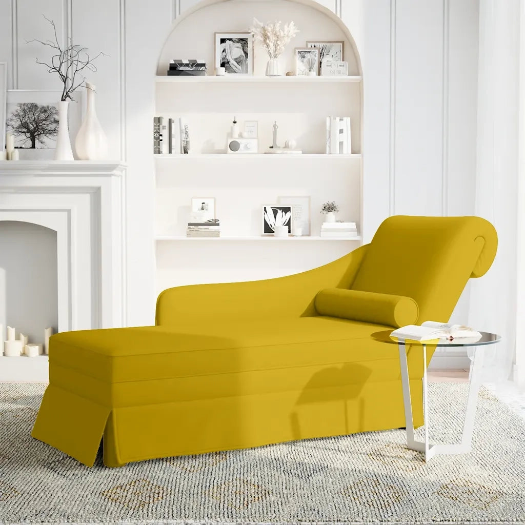 Sdraio con Capezzale e Bracciolo Destro in Velluto Giallo CFW2923719