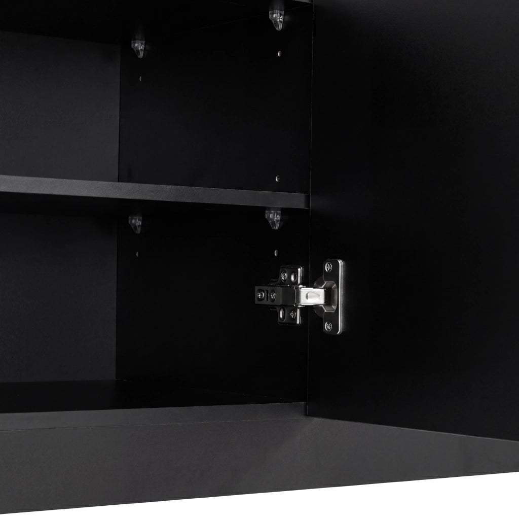 Mobile guardaroba ingresso 100x35x180 cm in MDF nero con specchio， panca e LED