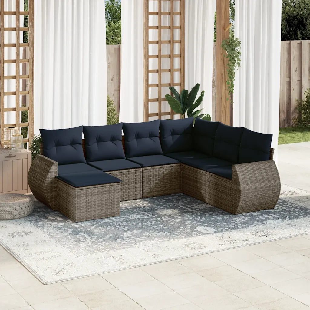 Set Divani da Giardino 8 pz con Cuscini Grigio in Polyrattan 3221710