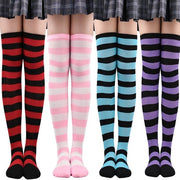 4 paia di calze di Natale con strisce fino alle ginocchia, calze da donna, calze da overknee, calze da cosplay party