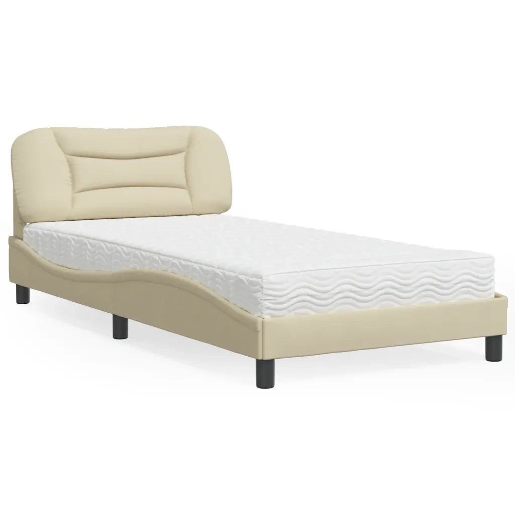Letto con Materasso Hvar Crema 100x200 cm in Tessuto 3208518