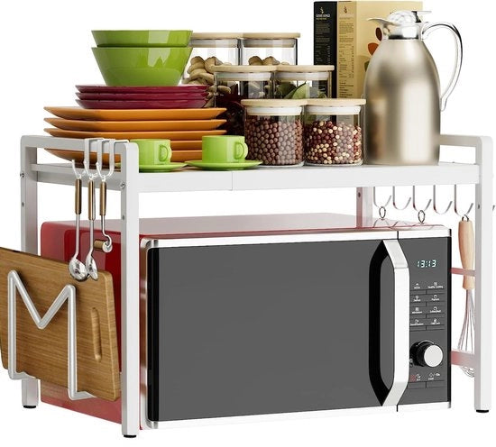 Supporto magnetron estraibile 40-64 cm - 2-trappista supporto magnetron standard - Organizzatore cucina - Supporto lavoro estraibile - Massimo carico 25 kg - Supporto cucina