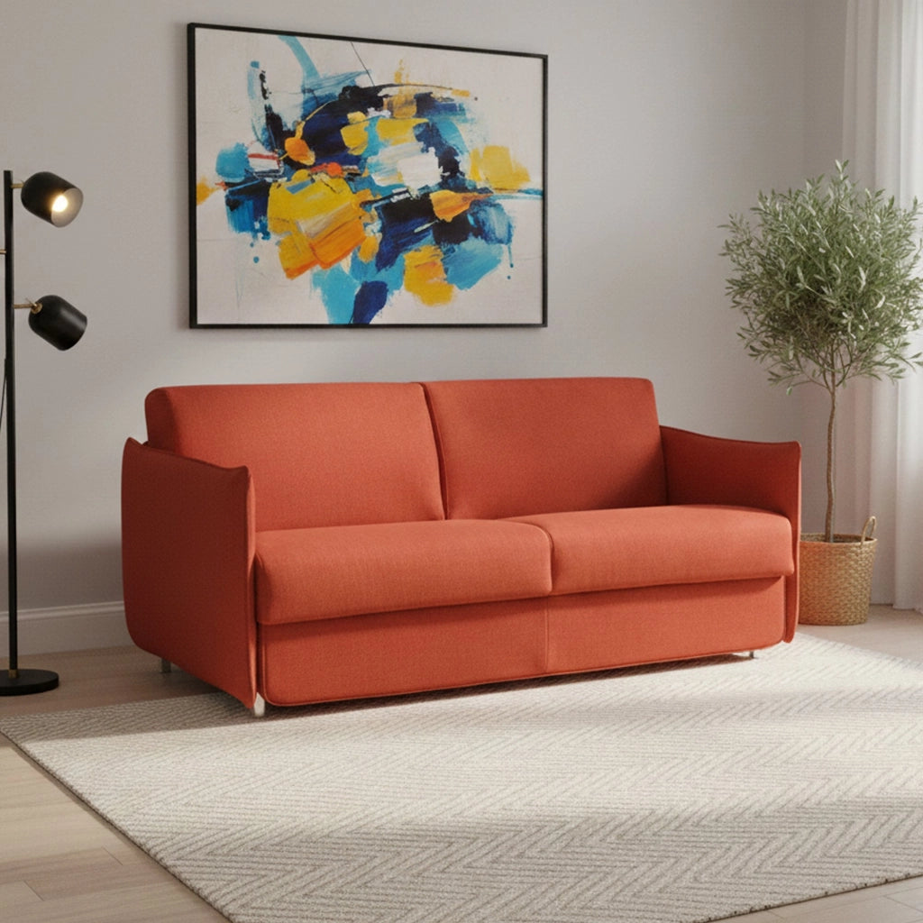 Trissino, Divano Letto 2 Posti Sfoderabile Made in Italy, 180x95 cm Arancione