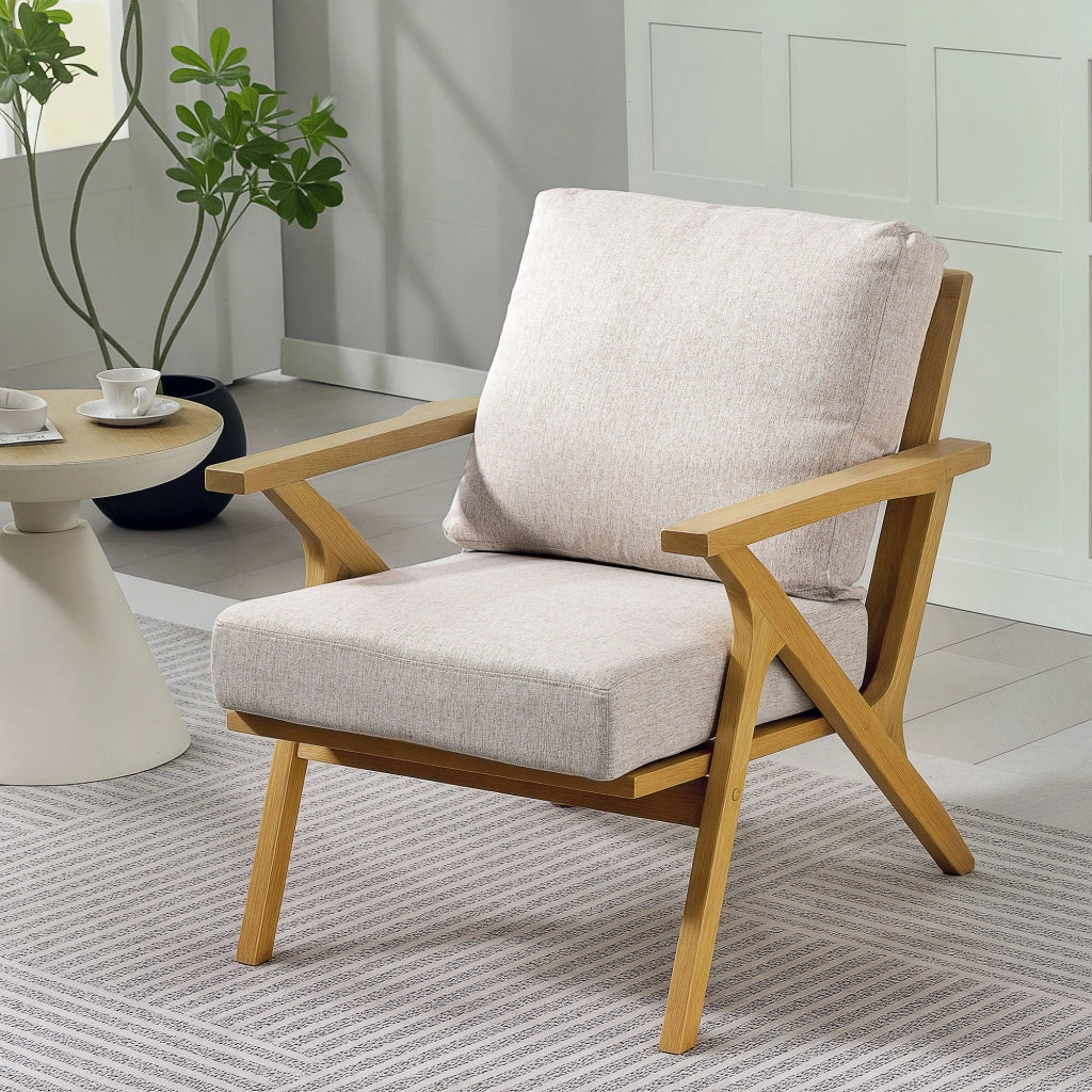 Poltrona in Tessuto Beige ¨C Zephmum ¨C 76x87x88cm
