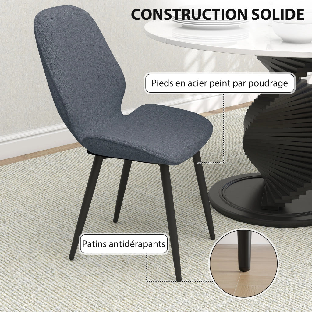 Sedia da Pranzo con Schienale Curvo e Gambe in Metallo ¨C Zephmum ¨C Grigio