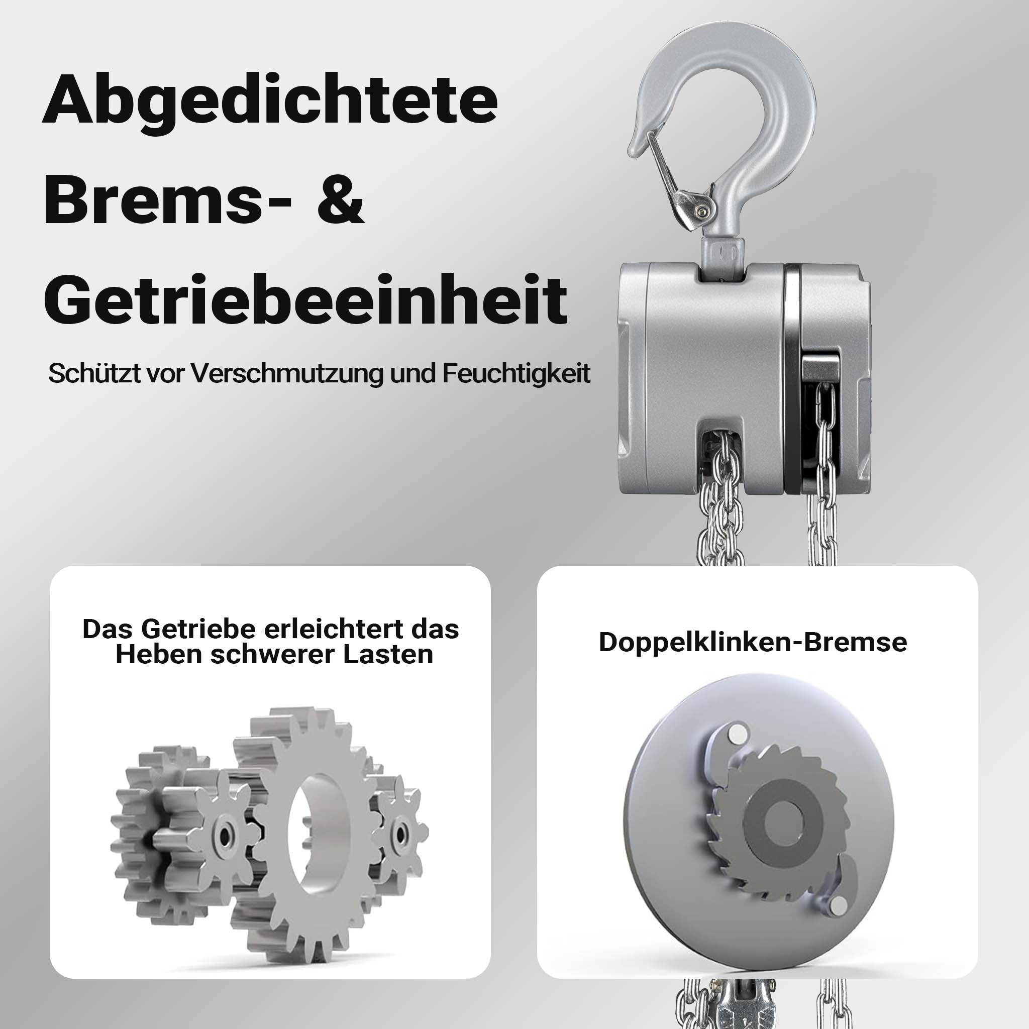 Paranco a catena manuale VX-0.25 in alluminio, capacità di carico 250 kg, altezza di sollevamento 3 m, catena di carico G100, leggero e compatto, per impieghi gravosi