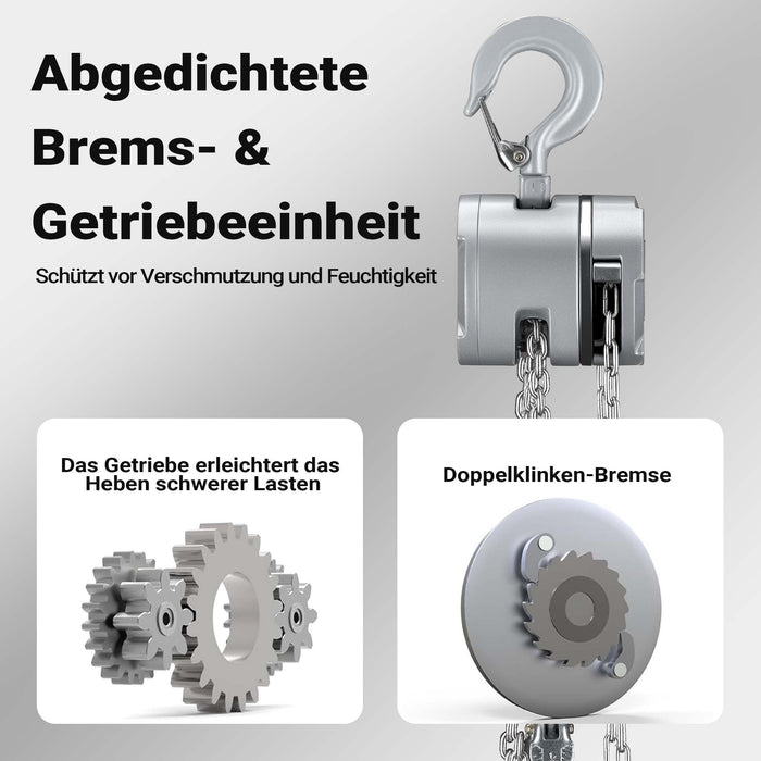 Paranco a catena manuale VX-0.25 in alluminio, capacità di carico 250 kg, altezza di sollevamento 3 m, catena di carico G100, leggero e compatto, per impieghi gravosi