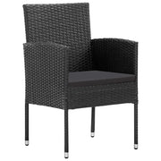 Sedie da Giardino con Cuscini Neri 2 pz | Sedie da Esterno Nere in Polyrattan