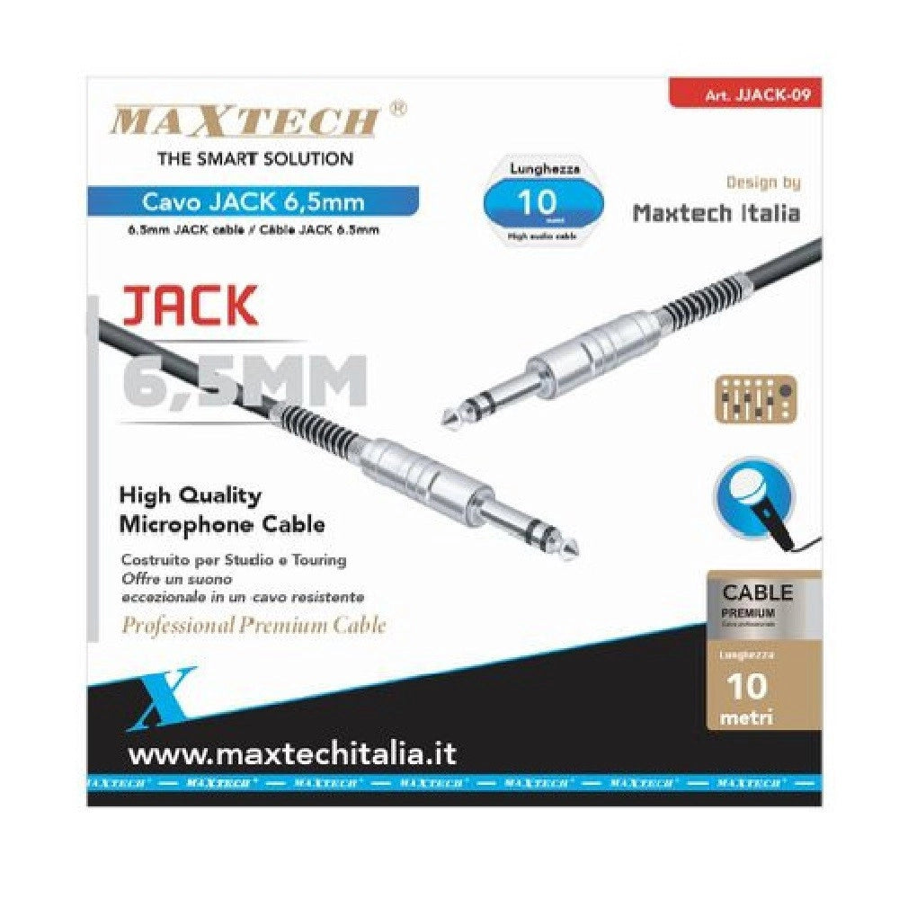 Trade Shop - Cavo Collegamento 2 Jack Da 6.5mm 10 Mt Cavetto Microfono Audio Stereo Jjack-09 -
